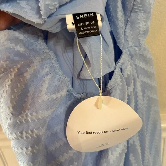 NWT SHEIN Light Blue Textured Dress - Picture 4 of 4